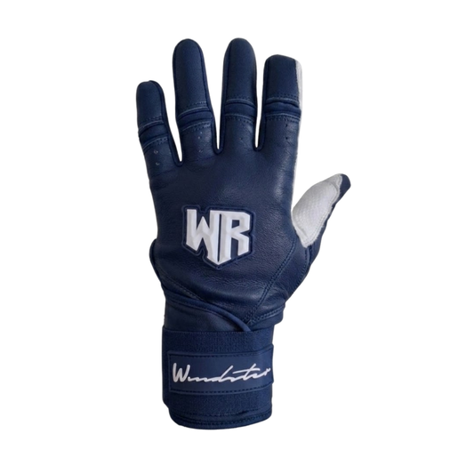 Windster Batting Glove - Long Cuff - Navy Blue and White