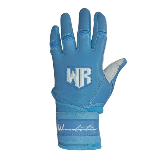 Windster Batting Glove - Long Cuff - Baby Blue and White - Full Leather - Windster Baseball