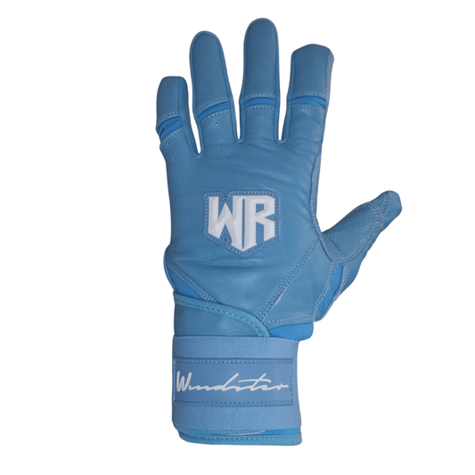 Windster Batting Glove - Long Cuff - Baby Blue - Full Leather - Windster Baseball