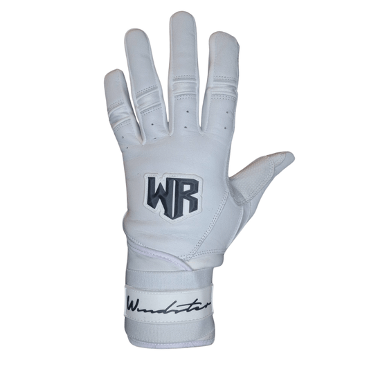 Windster Batting Glove - Long Cuff - White - Full Leather - Windster Baseball
