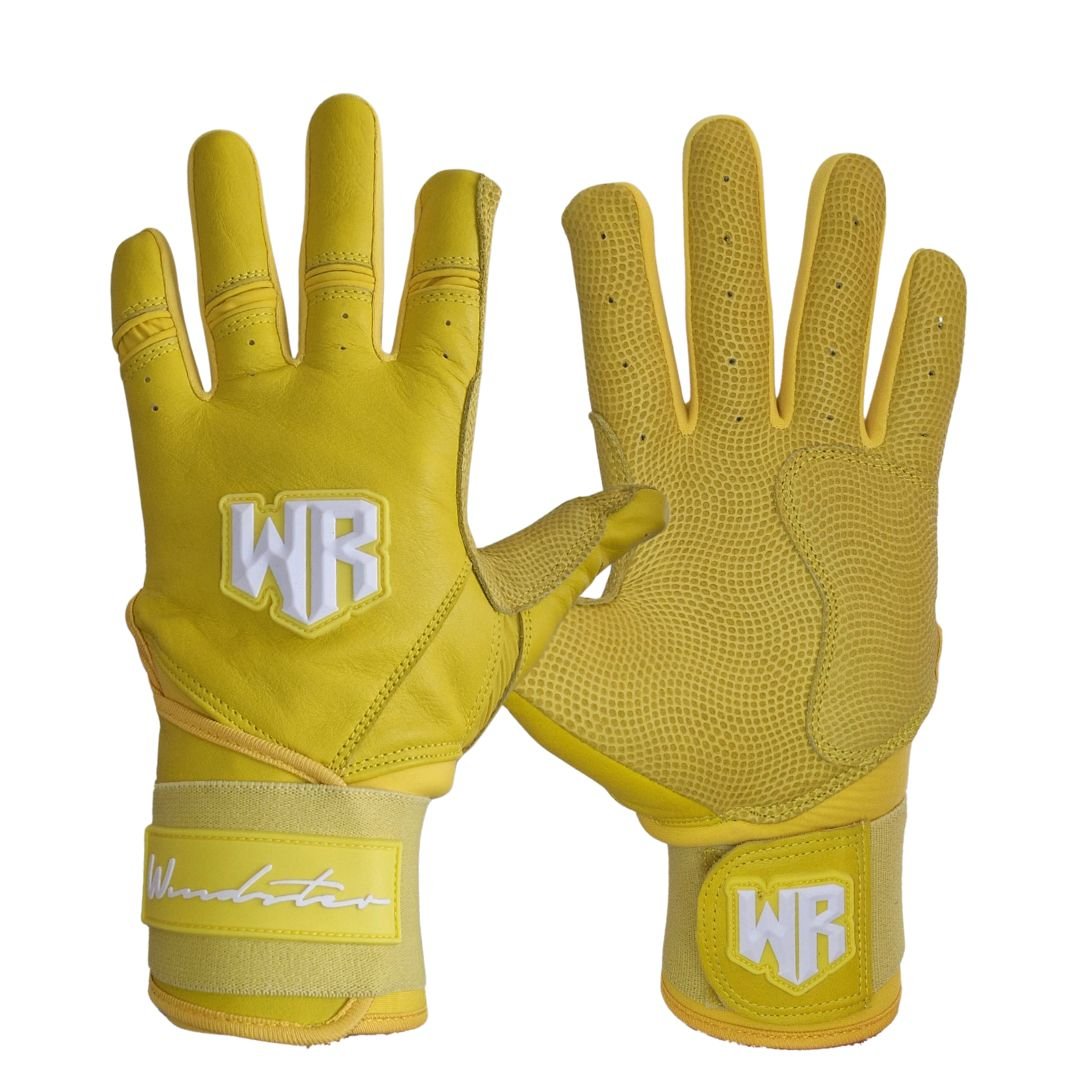 Windster Batting Glove - Long Cuff - Yellow - Full Leather - Windster Baseball