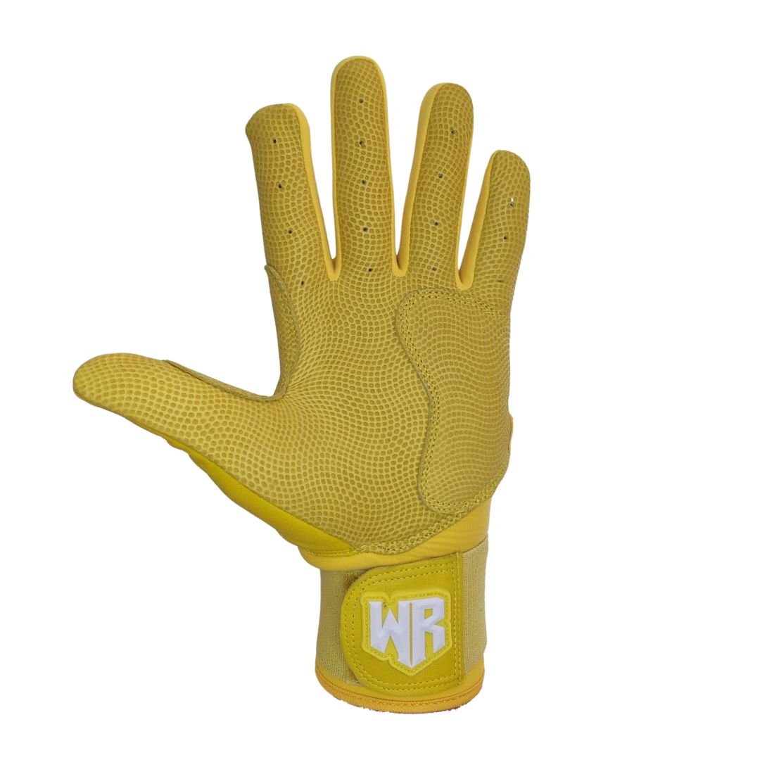 Windster Batting Glove - Long Cuff - Yellow - Full Leather - Windster Baseball