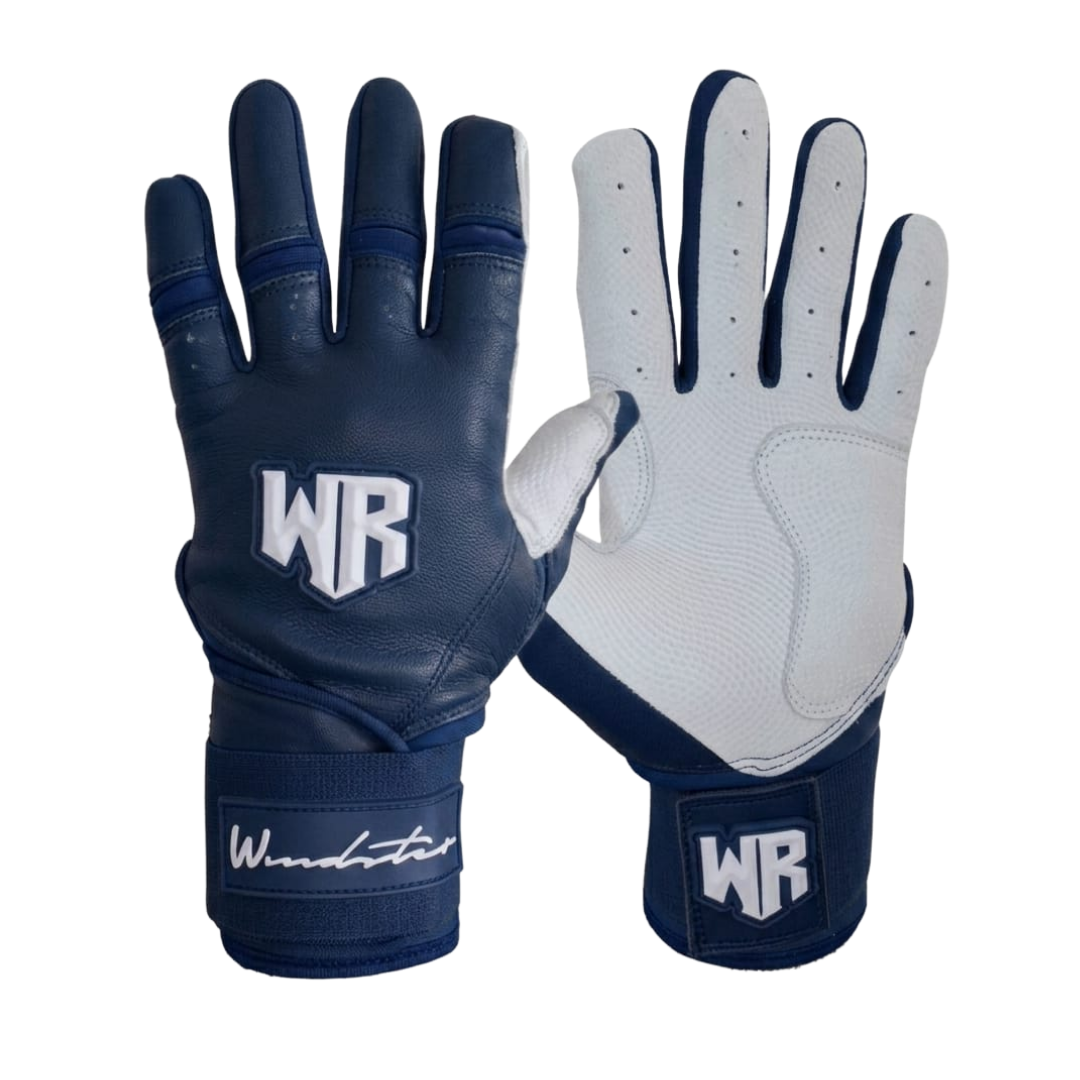Windster Batting Glove - Long Cuff - Navy Blue and White