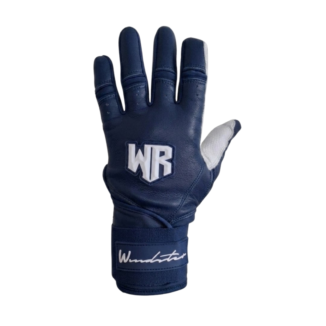 Windster Batting Glove - Long Cuff - Navy Blue and White