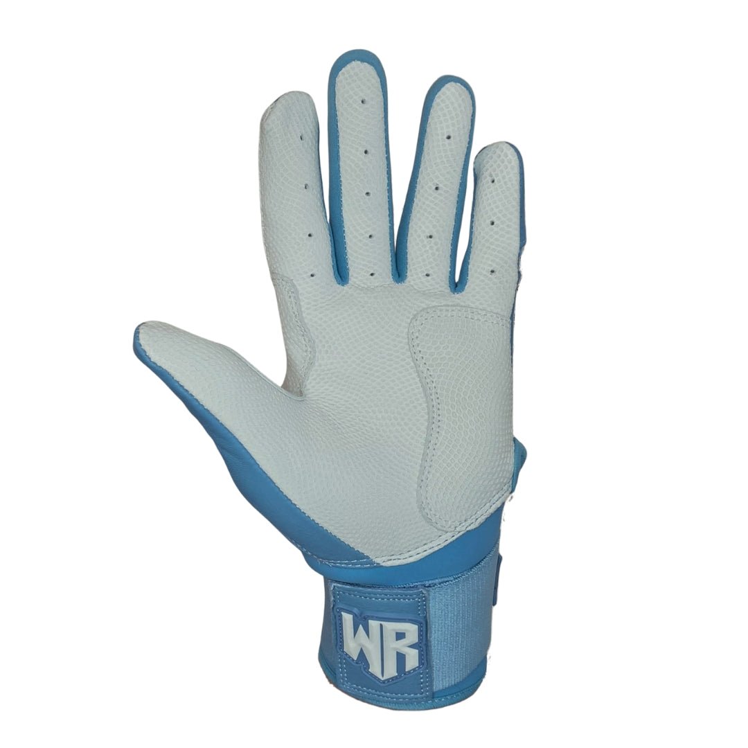 Windster Batting Glove - Long Cuff - Baby Blue and White - Full Leather - Windster Baseball