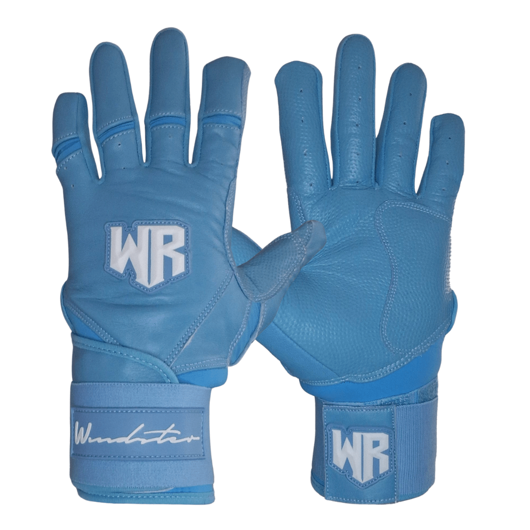 Windster Batting Glove - Long Cuff - Baby Blue - Full Leather - Windster Baseball