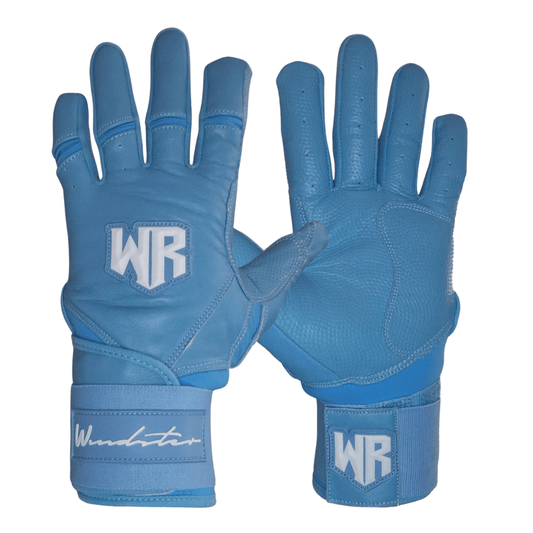 Windster Batting Glove - Long Cuff - Baby Blue - Full Leather - Windster Baseball
