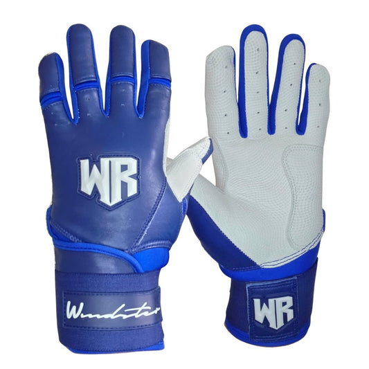 Windster Batting Glove - Long Cuff - Navy Blue and White - Full Leather - Windster Baseball