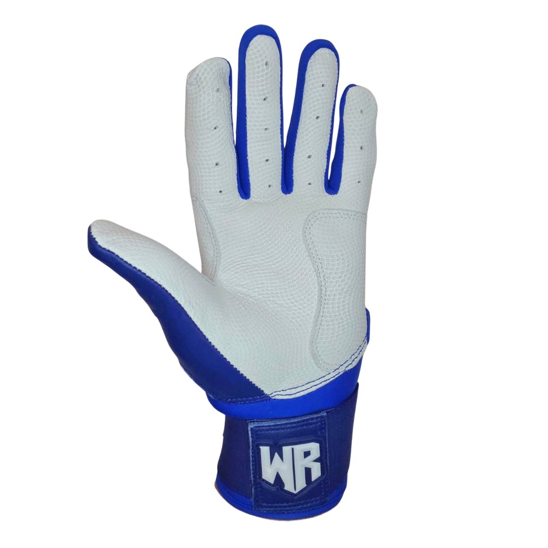 Windster Batting Glove - Long Cuff - Navy Blue and White - Full Leather - Windster Baseball