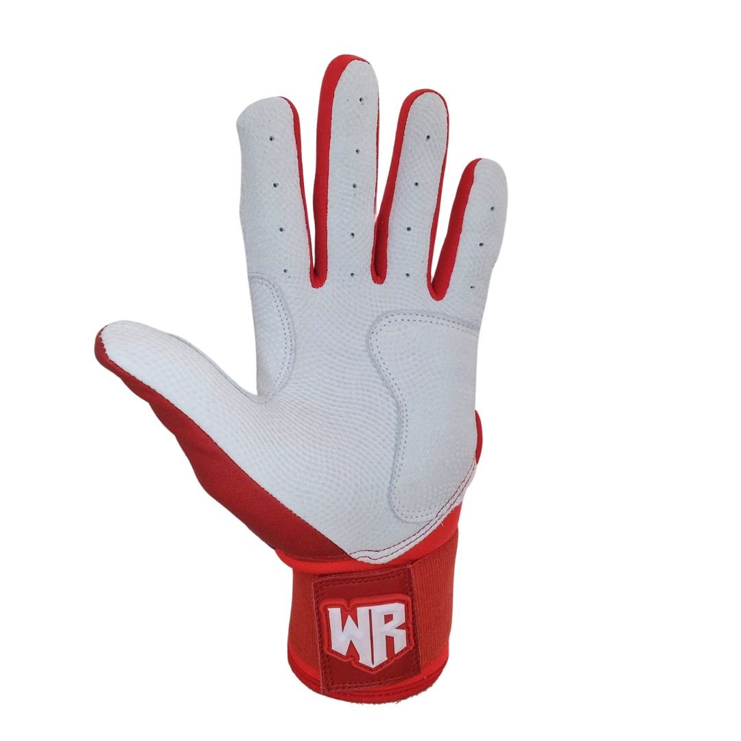 Windster Batting Glove - Long Cuff - Red - Full Leather - Windster Baseball