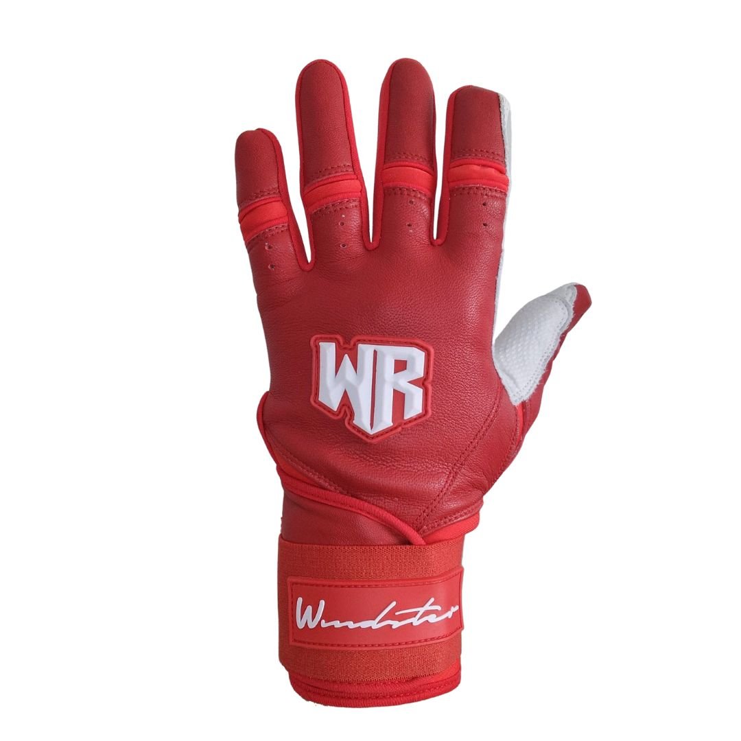 Windster Batting Glove - Long Cuff - Red - Full Leather - Windster Baseball