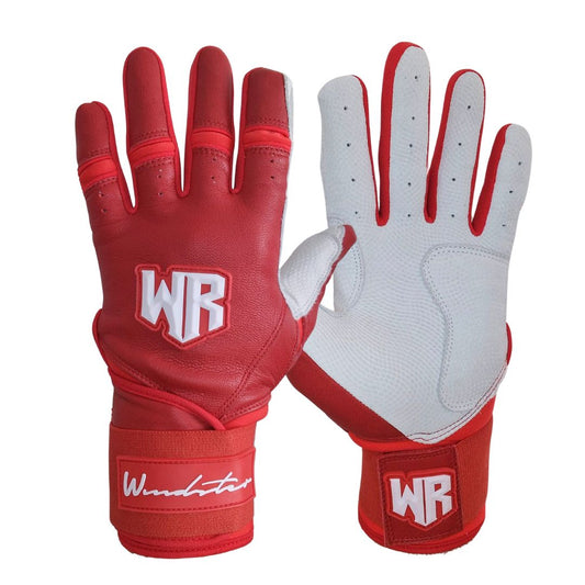 Windster Batting Glove - Long Cuff - Red - Full Leather - Windster Baseball