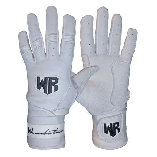 Windster Batting Glove - Long Cuff - White - Full Leather - Windster Baseball