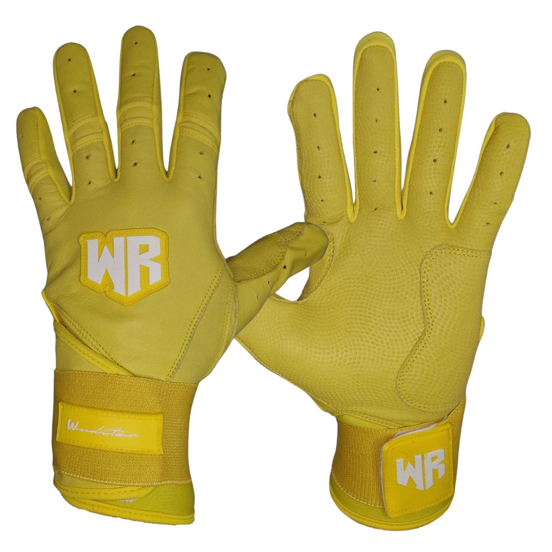 Windster Batting Glove - Long Cuff - Yellow - Full Leather - Windster Baseball