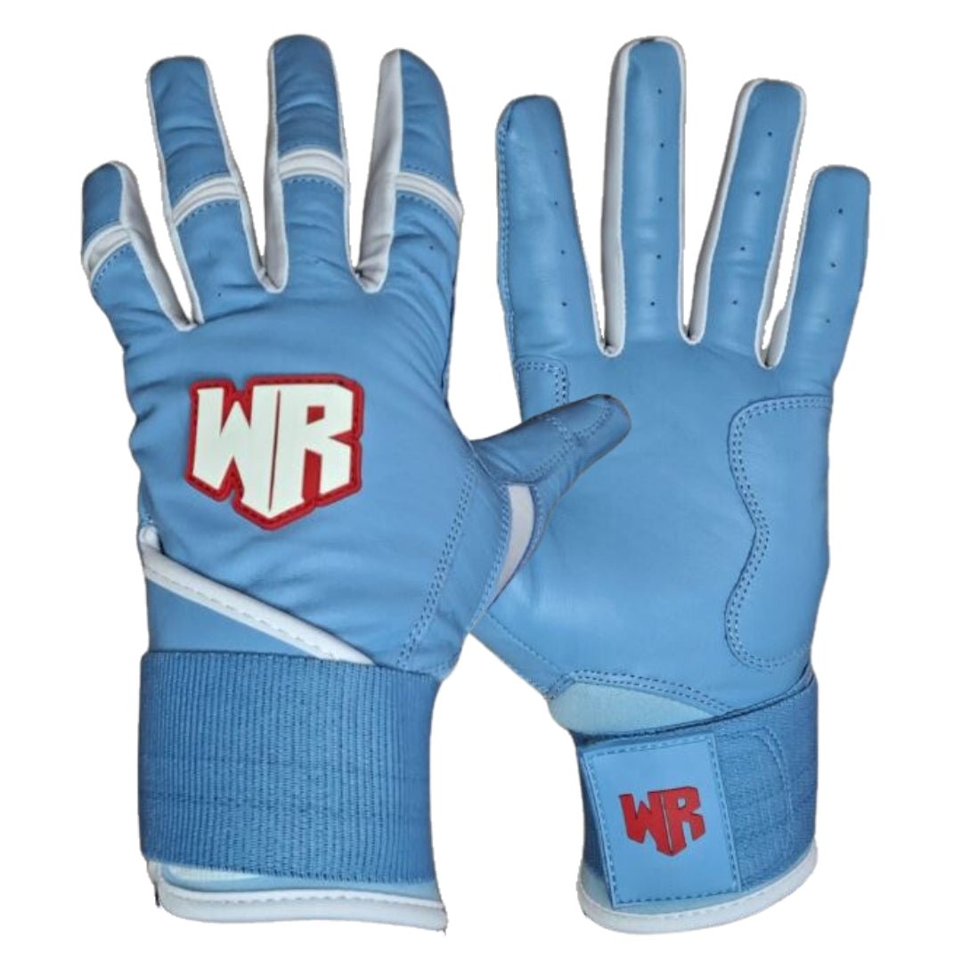 Windster Batting Glove - Long Cuff - Light Blue - Full Leather - Windster Baseball